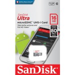 SANDISK ULTRA MICROSD 16GB ANDROID 80MB/S - (SDSQUNS-016G-GN3MN)