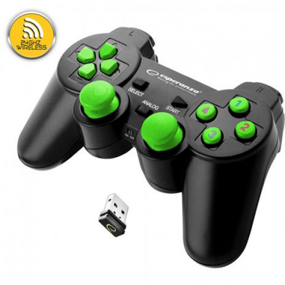 ESPERANZA WIRELESS GAMEPAD 2.4GHZ PS3/PC GLADIATOR BLACK/GREEN - (EGG108G)