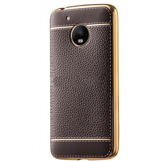 POWERTECH ���� LITCHI ��� LENOVO MOTO G5, BROWN