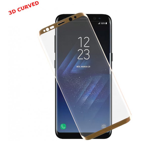 TEMPERED GLASS SAMSUNG S8 G950 5.8 9H 0.30MM 3D CURVED GOLD IDO IDOL 1991