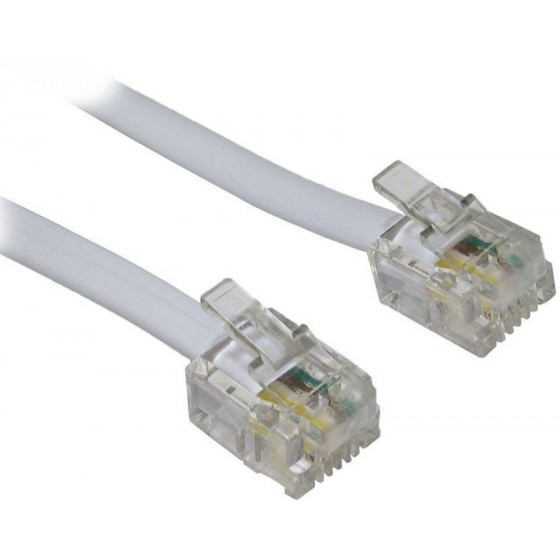 POWERTECH ������� ��������� RJ11 6P4C, 7M, WHITE - (CAB-T005)