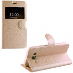 ���� VOLTE-TEL ��� HUAWEI P9 LITE 2017 5.2 LEATHER GOLD-TPU VIEW BOOK STAND V