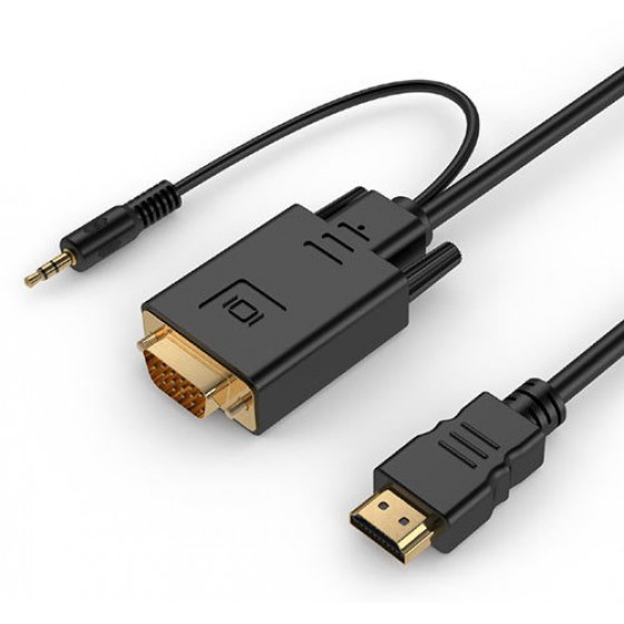 CABLEXPERT HDMI TO VGA AND AUDIO ADAPTER CABLE SINGLE PORT 1,8M BLACK - (A-HDMI-VGA-03-6)