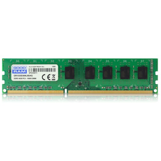 GOODRAM DDR3 4GB 1333MHZ CL9 DIMM (PC3-10600) - GR1333D364L9S/4G
