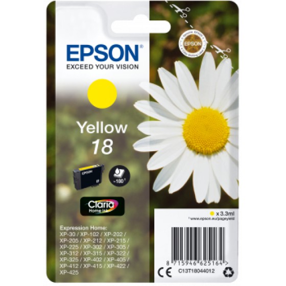 EPSON INK YELLOW 18 CLARIA - (C13T18044012)