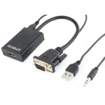 CABLEXPERT VGA TO HDMI ADAPTER CABLE 0,15M BLACK - (A-VGA-HDMI-01)