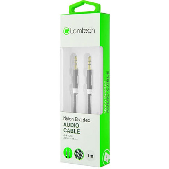 LAMTECH AUDIOCABLE BRAIDED 1M 3.5MM TO 3.5MM BLACK - (8718858445080)