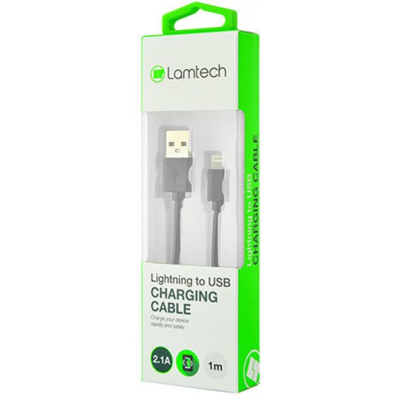 LAMTECH DATACABLE IPHONE 5/6/7 1M (NON MFI) - BLACK - (8718858444519)