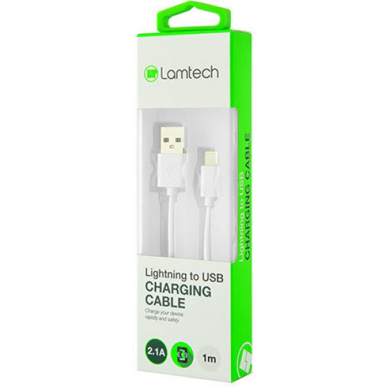 LAMTECH DATACABLE IPHONE 5/6/7 1M (NON MFI) - WHITE - (8718858439881)