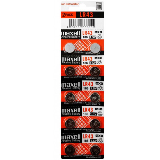 BUTTONCELL MAXELL LR43/AG12/V12GA/RW84/LR1142 ���. 10