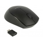 DELOCK WIRELESS MINI MOUSE, ������, USB TYPE-C RECEIVER, 3-BUTTON, BLACK - (12526)