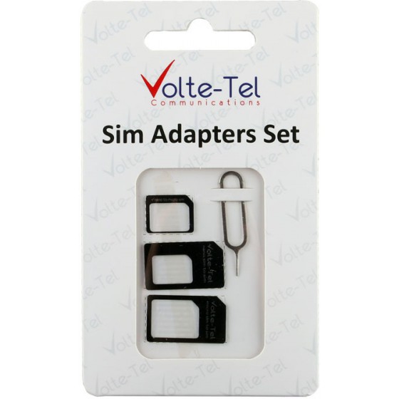 ADAPTORS SET 4 IN 1 - 3 SIM ADAPTORS + SIM TRAY TOOL VOLTE-TEL