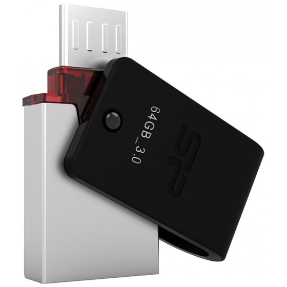USB FLASH DRIVE 64GB MOBILE X31 USB 3+OTG ADAPTOR SILICON POWER