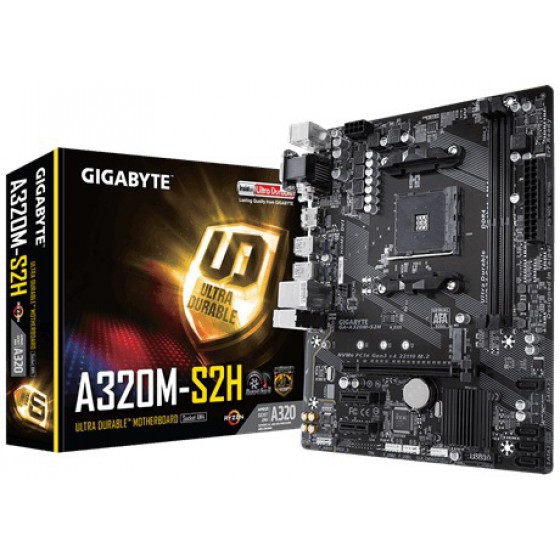 GIGABYTE MOTHERBOARD A320M-S2H , AM4, MATX - (GA-A320M-S2H)