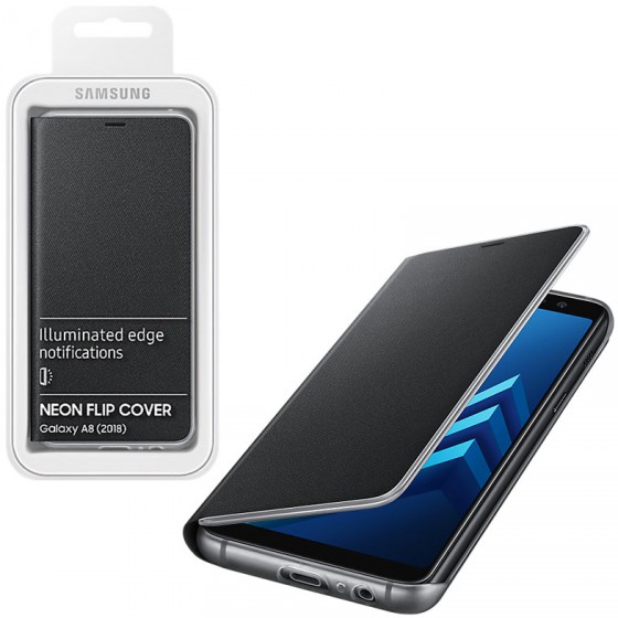 ���� SAMSUNG GALAXY A8 2018 A530 NEON FLIP COVER BLACK PACKING OR