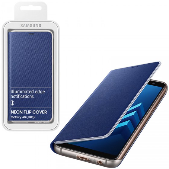 ���� SAMSUNG GALAXY A8 2018 A530 NEON FLIP COVER BLUE PACKING OR