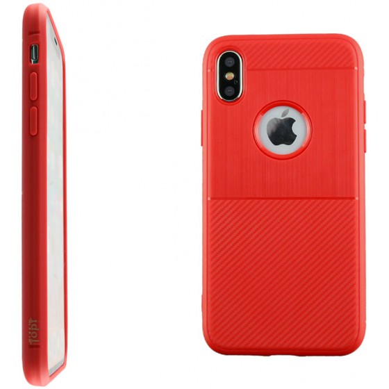���� ��� IPHONE X 5.8 CARBON TPU RED IDOL 1991
