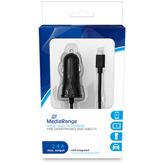 MEDIARANGE ��������� 2.4A ��� SMARTPHONES ��� �������� �� MICRO USB (�����) - (MRMA101-02)