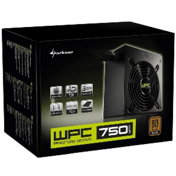 SHARKOON 750W WPC750 BRONZE, BRONZE CERTIFIED, 12CM FAN, BLACK