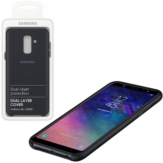 ������ ���� ��� SAMSUNG GALAXY A6 PLUS 2018 A605 DUAL LAYER COVER BLACK BLISTER - (EF-PA605CBEGWW)