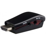 POWERTECH ����������� HDMI 19PIN �� VGA �� AUDIO JACK USB POWERED BLACK - (CAB-H076)