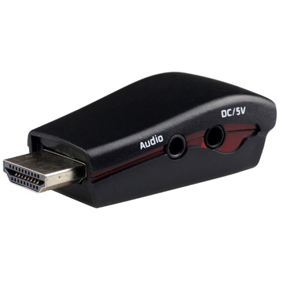 POWERTECH ����������� HDMI 19PIN �� VGA �� AUDIO JACK USB POWERED BLACK - (CAB-H076)