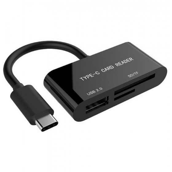 GEMBIRD COMPACT USB TYPE-C SDXC COMBO CARD READER BLACK - (UHB-CR3-02)