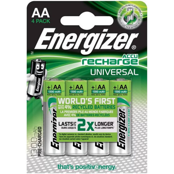 ENERGIZER AA-HR6/1300MAH/4TEM UNIVERSAL RECHARGEABLE - (F016556)