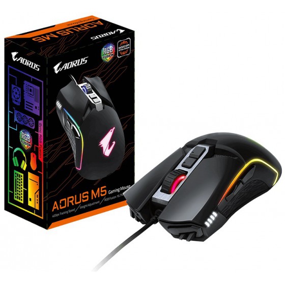 GIGABYTE MOUSE OPTICAL GAMING AORUS M5 USB BLACK - (GM-AORUS M5)
