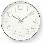 NEDIS CIRCULAR WALL CLOCK 30CM DIAMETER WHITE & SILVER - (CLWA015PC30SR)