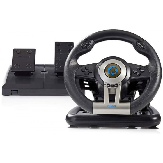 NEDIS GAMING STEERING WHEEL MANUAL SHIFTER OPTION FOOT PEDALS FORCE - (GSWL200BK)