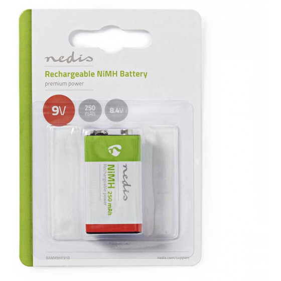 NEDIS ���������������� �������� 9V NiMH 250mAH - (BANM9HF91B)