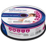 MEDIARANGE AUDIO CD-R 700MB 80MIN 12X INKJET FULLSURFACE PRINTABLE CAKE 25��� - (MR224)