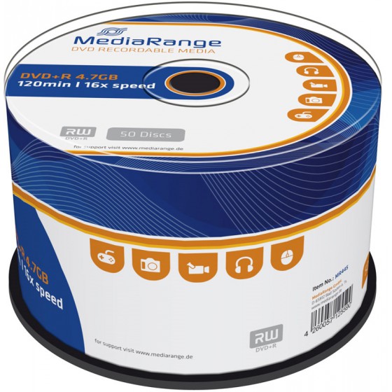 MEDIARANGE DVD+R 4.7GB 16X CAKE BOX 50��� - (MR445)