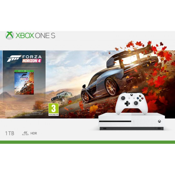 MICROSOFT XBOX ONE S WHITE 1TB & FORZA HORIZON 4 - (234-00561)