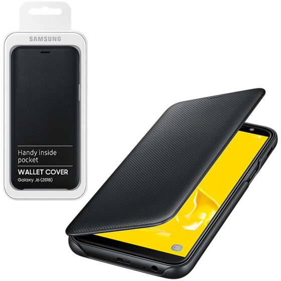 ������ ���� SAMSUNG FLIP WALLET COVER BLACK ��� J6 2018 J600 BLISTER - (EF-WJ600CBEGWW)