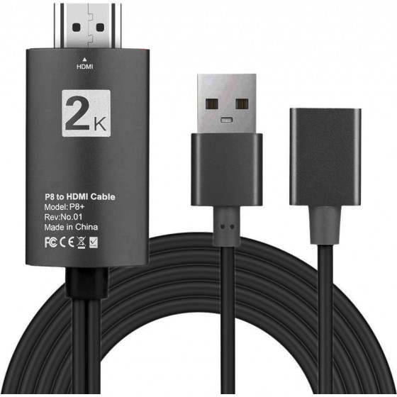 POWERTECH ������� USB 2.0 FEMALE �� HDMI �� USB ���������� 1M ����� - (CAB-H080)