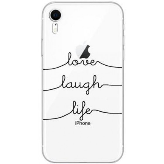 INOS ���� TPU ��� APPLE IPHONE XR ART THEME LOVE-LAUGH-LIFE - (5205598112349)