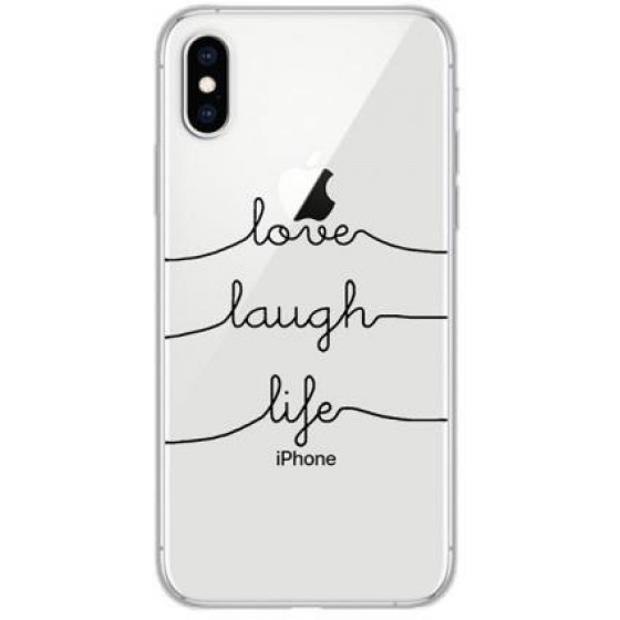 INOS ���� TPU ��� APPLE IPHONE XS MAX ART THEME LOVE-LAUGH-LIFE - (5205598112370)