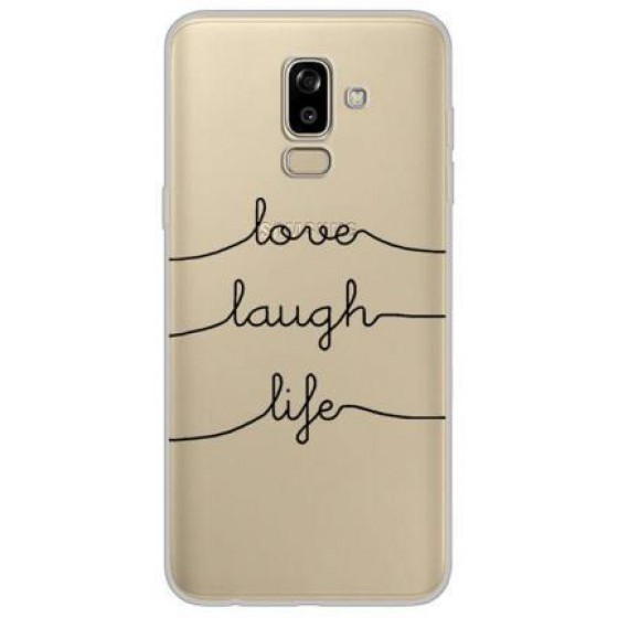 INOS ���� TPU ��� SAMSUNG J800F GALAXY J8 2018 DUAL SIM ART THEME LOVE-LAUGH-LIFE - (5205598112561)