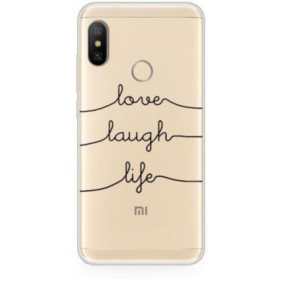 INOS ���� TPU ��� XIAOMI MI A2 & MI 6X DUAL SIM ART THEME LOVE-LAUGH-LIFE - (5205598112141)