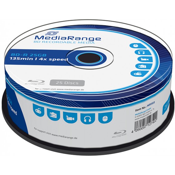 MEDIARANGE BD-R 25GB 4X CAKE BOX 25��� - (MR503)