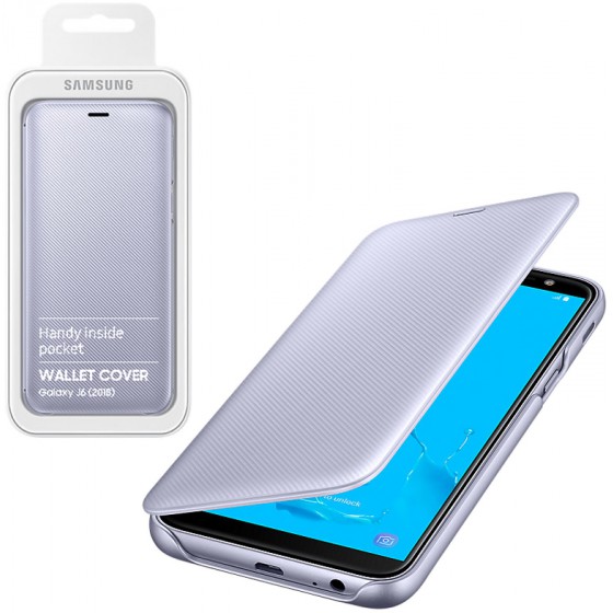 SAMSUNG ���� ��� J6 2018 J600 FLIP WALLET COVER VIOLET BLISTER - (EF-WJ600CVEGWW)