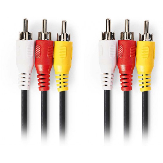 NEDIS COMPOSITE VIDEO CABLE 3X RCA MALE-3X RCA MALE 5.0M BLACK - (CVGP24300BK50)