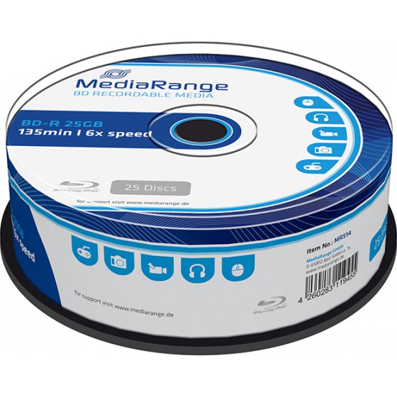 MEDIARANGE BD-R 25GB 6X CAKE BOX 25��� - (MR514)