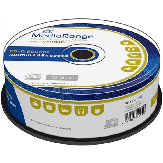 MEDIARANGE CD-R 900MB 48X CAKE BOX 25��� - (MR222)
