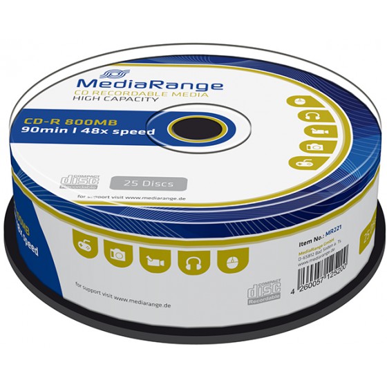 MEDIARANGE CD-R 800MB 48X CAKE BOX 25��� - (MR221)