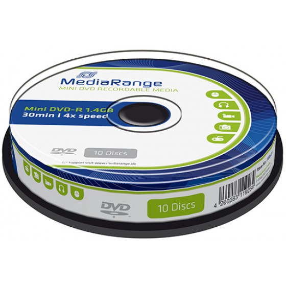 MEDIARANGE MINI DVD-R 1.4GB 4X CAKE BOX 10��� - (MR434)