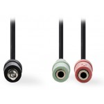 NEDIS HEADSET AUDIO CABLE 3.5MM MALE - 2X3.5MM FEMALE 0.2M - (CAGP22150BK02)
