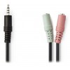 NEDIS HEADSET AUDIO CABLE 3.5MM MALE - 2X3.5MM FEMALE 0.2M - (CAGP22150BK02)